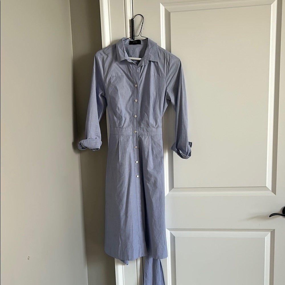 J. Crew Coastal Grandma Blue Button-Up Dress